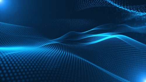 Wellenhintergrundschleife mit blauen Partikeln