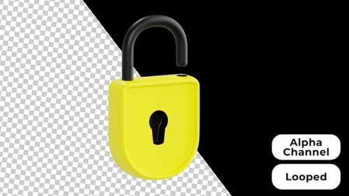3D Animated Unlock | Alpha Channel