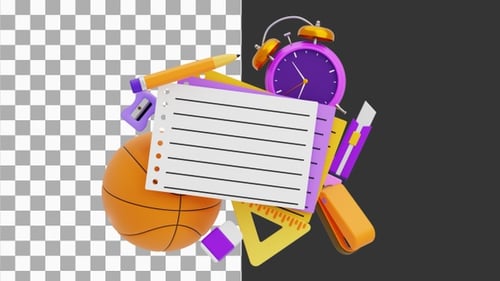 3D Animation of Back To School | Alpha Channel