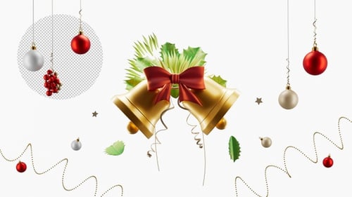 Festive Christmas Bells and Holly Animation with Ornaments