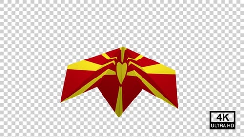 3D Animated Paper Plane with North Macedonia Flag