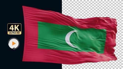 Realistic Waving Maldives National Flag 3D Animation