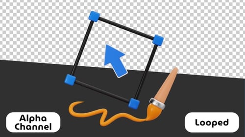 Icono animado en 3D del diseño gráfico | Alpha Channel