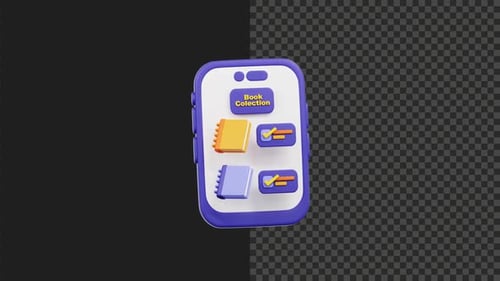 3D Learning Book Display Animation Transparent Background