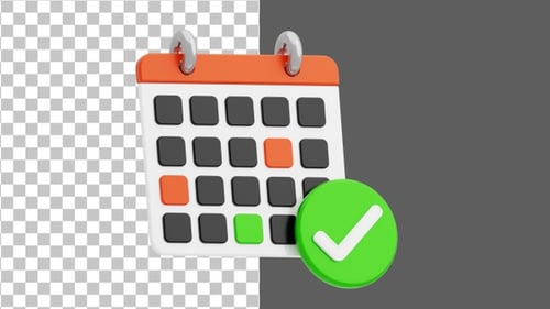 3D Calendar Checkmark | Alpha Channel
