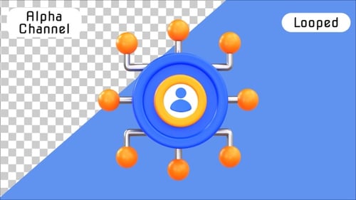 3D Social Networking and User Connection Concept Animation | Alpha Channel