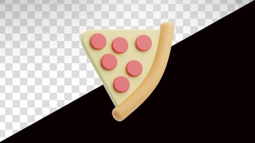 3D Animated Pizza Slice With Pepperoni