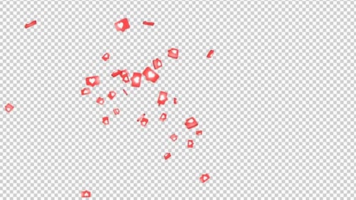 Pack of Explosive Heart Messages Symbols Animation on Alpha Channel, Loop