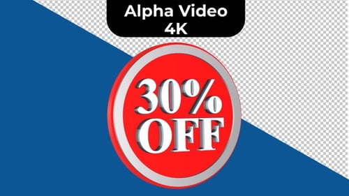 30 Percent Off Rotating 3D Promotional Badge