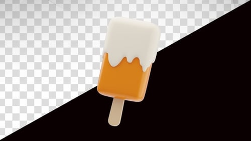 Animated 3D Ice Cream Bar with Melting White Topping