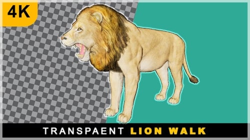 3D Realistic Cartoon Render Lion Smooth Walking On Transparent Background