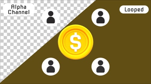 3D Animated Dollar Coin with Connected User Icons