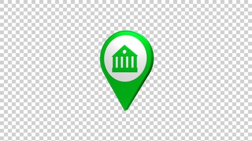 3D Animated Map Pin with Corporate Building Icon