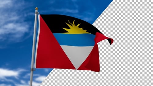 Antigua and Barbuda National Flag Waving in the Wind