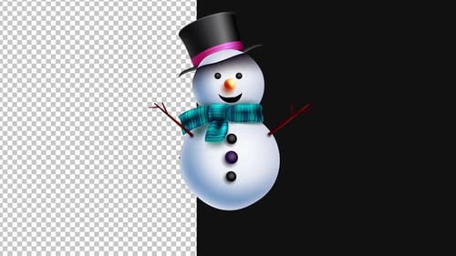Animated Bouncing Snowman Character with Alpha Channel