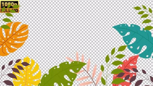 Tropische bunte Blätter Animation 3 | Alpha-Kanal