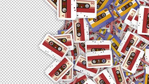 Vintage Cassette Tapes Transition on Alpha Channel, Loop - Package