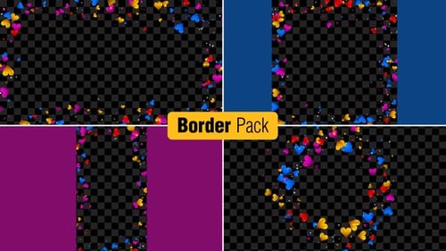Decorative Heart Particle Borders Seamless Loop Pack