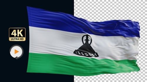 Lesotho Flag 4K Loop Alpha