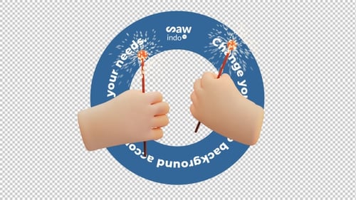 3D Animation Happy New Year Or Celebration Party Hands Holding Sparklers Loop Tranparent