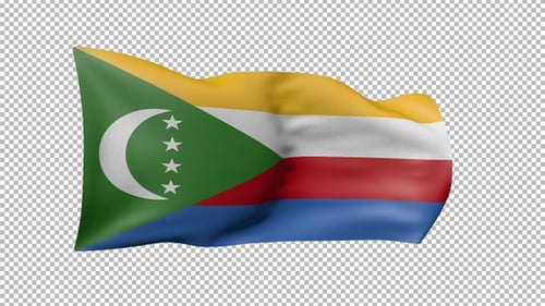 Flagge der Komoren, schwenkend, transparent, Alpha