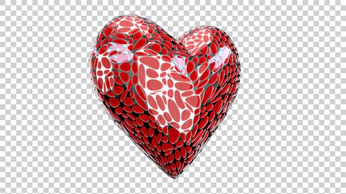 3D Heart Rotating Red And Metal