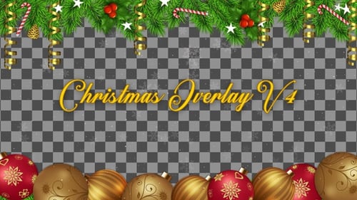 Festive Christmas Garland Border with Ornaments Overlay