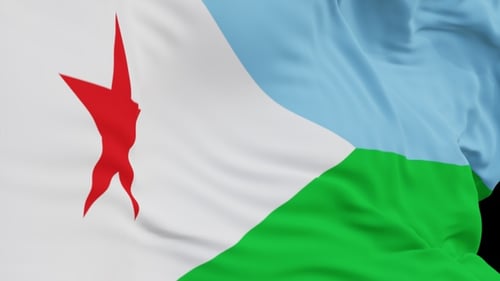 The Djibouti with alpha channel waving in the wind in slow motion