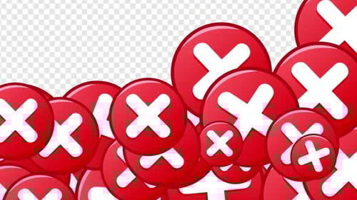 Red X Mark Symbol Error Notification Transition