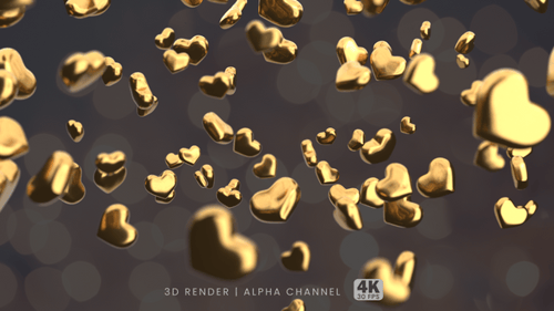 Elegant Golden Hearts Falling Effect