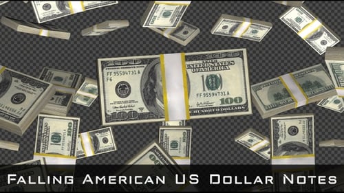 Falling American US Dollar Notes / American US Dollar Notes Falling Loop / Money Rain Loop