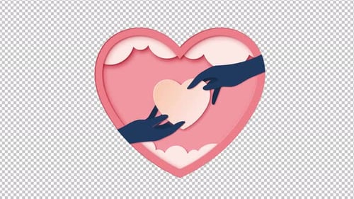 Animated Paper Cut Hands Holding Love Heart