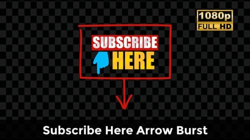 Subscribe Here Arrow Burst – Comic Style Motion Graphic