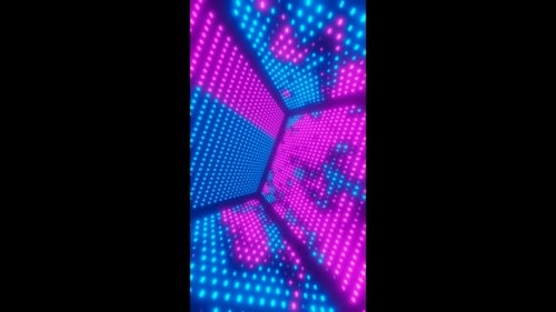 Vídeo vertical cuadrado de partículas de neón, animación abstracta en bucle vj