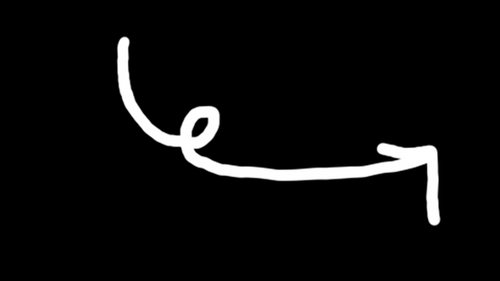 Dibujo de Sketch escrito a mano con Doodle Arrow, dirección de puntería curva