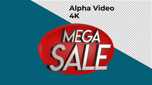 Animated 3D Mega Sale Emblem for Promotions