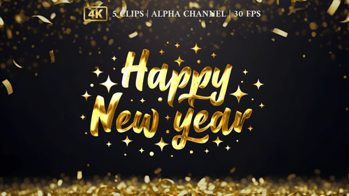 Happy New Year Text Animation With Stars