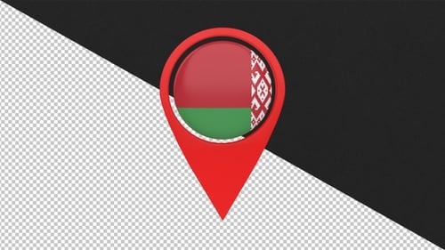 Animated 3D Location Pin Icon with Belarus Flag