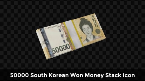 Icono de animación Money Stack de 50000 won surcoreanos