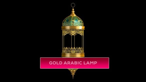 Ornate Gold Arabic Lantern Seamlessly Rotating Loop