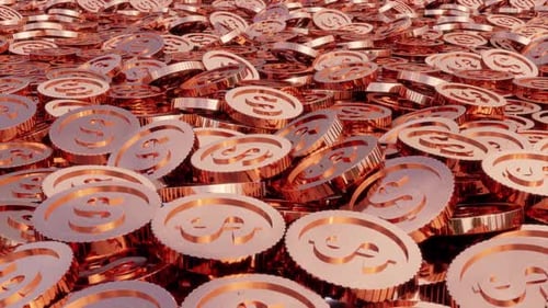 Exposition tournante de pièces en cuivre en dollar