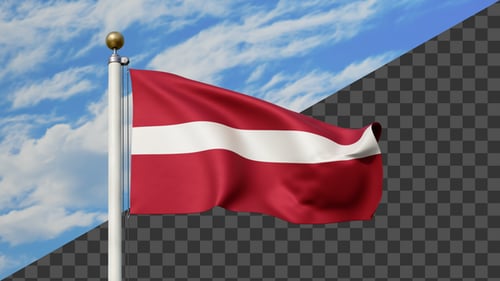 Realistic Waving Flag of Latvia with Alpha Channel