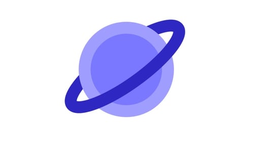Animated Flat Design Planet Icon with Rings