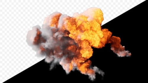 Cinematic Fire Explosion with Realistic Billowing Smoke Clouds