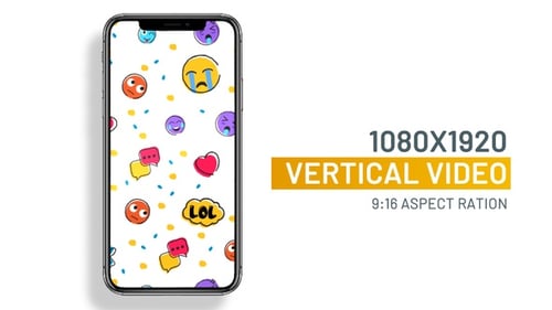 Seamless Social Media emoji icons pattern looping vertical animation