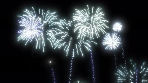 Explosion élégante de feux d'artifice blancs avec canal alpha transparent