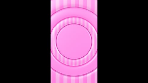 Vertical pink and white moving stripes in circles loop animation background