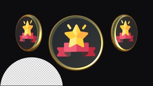 3D Rotating Golden Achievement Star Medallion