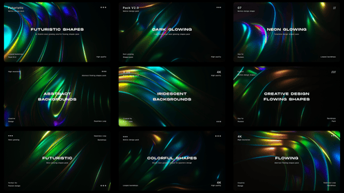 Neon Glowing Dark Iridescent Shape Backgrounds Pack