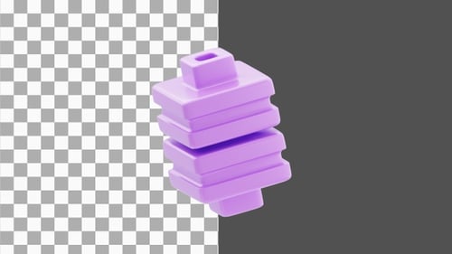 3D-Zusammenfassung der gestapelten geometrischen Turmform | Alpha Channel